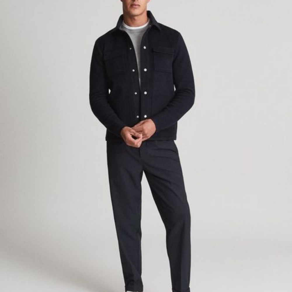 Reiss Men's Black Lightweight Shirt Jacket